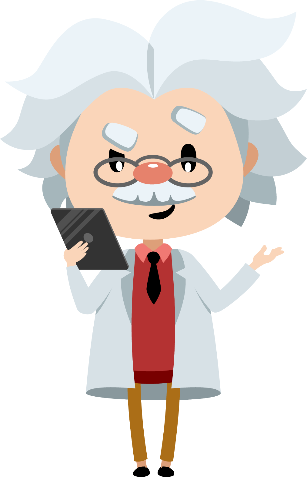 RHEYNI-Figur mit einem Tablet in der Hand