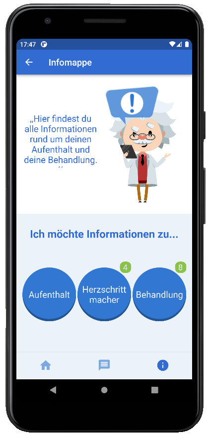 Handy mit geöffneter Infomappe